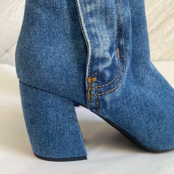 NEW Jeffrey Campbell Finite denim block heel booties 6 - Picture 4 of 14